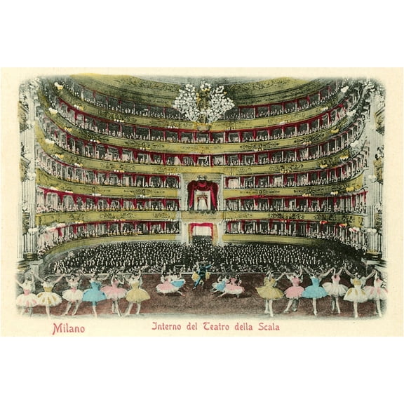 Art.com Interior, La Scala Opera House, Milan, Italy Art Print, 18" x 12"