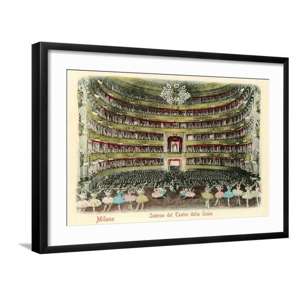 Art.com Interior, La Scala Opera House, Milan, Italy Art Print, Black Frame Wall Art, 29" x 21"