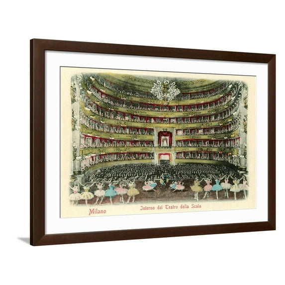 Art.com Interior, La Scala Opera House, Milan, Italy Art Print, Brown Frame Wall Art, 44" x 32"
