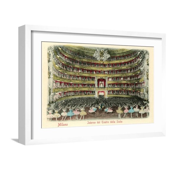 Art.com Interior, La Scala Opera House, Milan, Italy Art Print, White Frame Wall Art, 23" x 17"