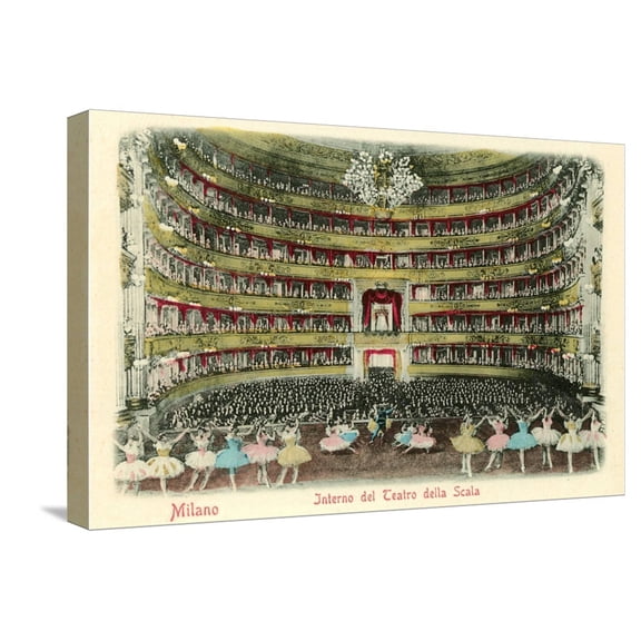 Art.com Interior, La Scala Opera House, Milan, Italy Stretched Canvas Print Wall Art, 24" x 16"