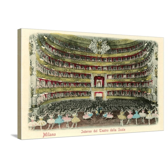Art.com Interior, La Scala Opera House, Milan, Italy Stretched Canvas Print Wall Art, 36" x 24"