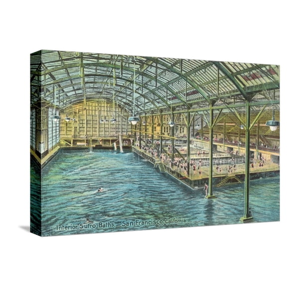 Art.com Interior, Sutro Baths, San Francisco, California Stretched Canvas Print Wall Art, 18" x 12"
