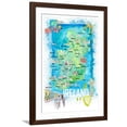 thumbnail image 1 of Art.com Ireland Illustrated Travel Map with Roads and Highlights Art Print by M. Bleichner, Brown Frame Wall Art, 32" x 44", 1 of 5