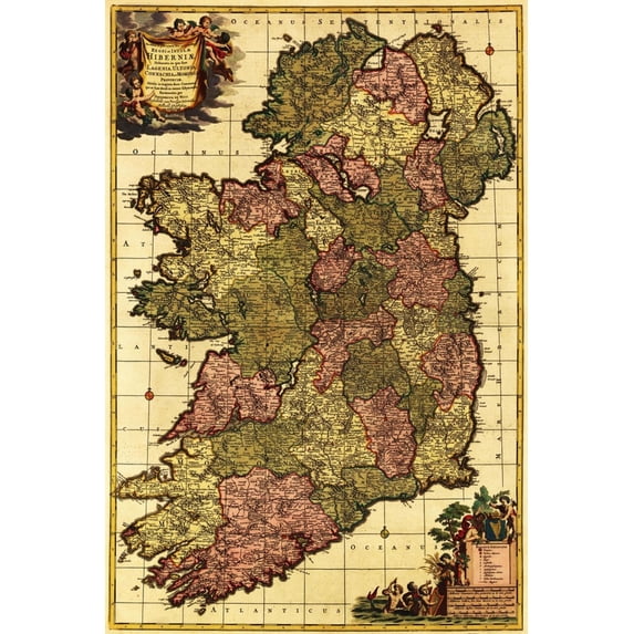 Art.com Ireland - Panoramic Map Art Print by Lantern Press, 24" x 36"