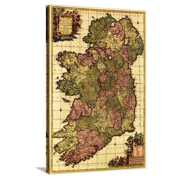 Art.com Ireland - Panoramic Map Stretched Canvas Print Wall Art by Lantern Press, 24" x 36"