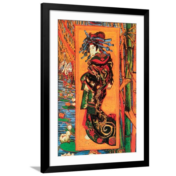 Art.com Japanaiserie: Oiran Art Print by Vincent van Gogh, Black Frame Wall Art, 32" x 44"