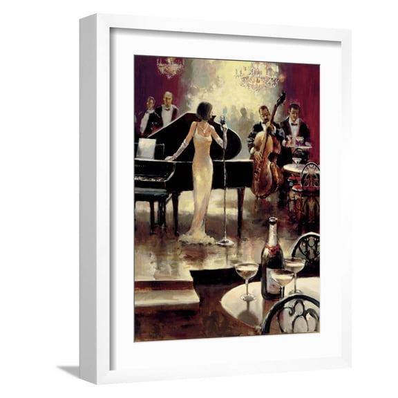 Art.com Jazz Night Out Art Print by Brent Heighton, White Frame Wall Art, 17" x 21"