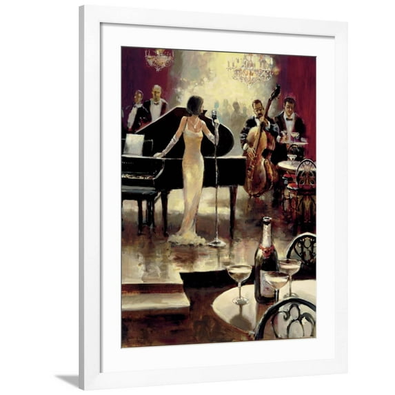 Art.com Jazz Night Out Art Print by Brent Heighton, White Frame Wall Art, 32" x 40"
