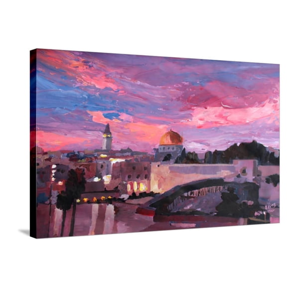 Art.com Jerusalem At Sunset Stretched Canvas Print Wall Art by Markus Bleichner, 36" x 24"