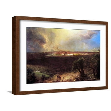 Art.com Jerusalem From The Mount Of Olives Art Print by Frederic Edwin Church, Brown Frame Wall Art, 23" x 17"