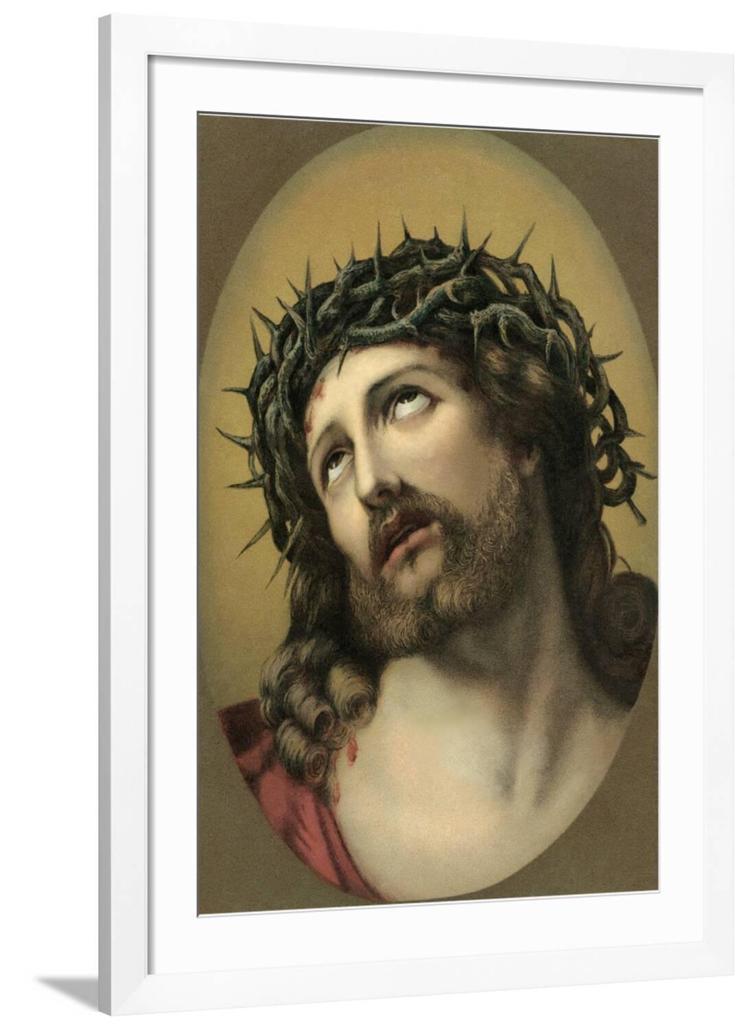 Art.com Jesus Christ with Crown of Thorns Art Print, White Frame Wall ...