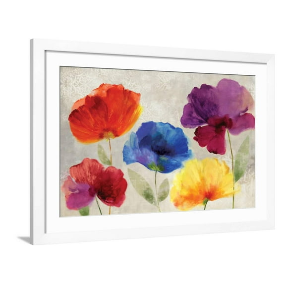 Art.com Jewel Florals Art Print by Anna Polanski, White Frame Wall Art, 44" x 32"