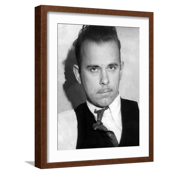 Art.com John Dillinger, Public Enemy No 1 Photo, Brown Frame Wall Art, 17" x 21"