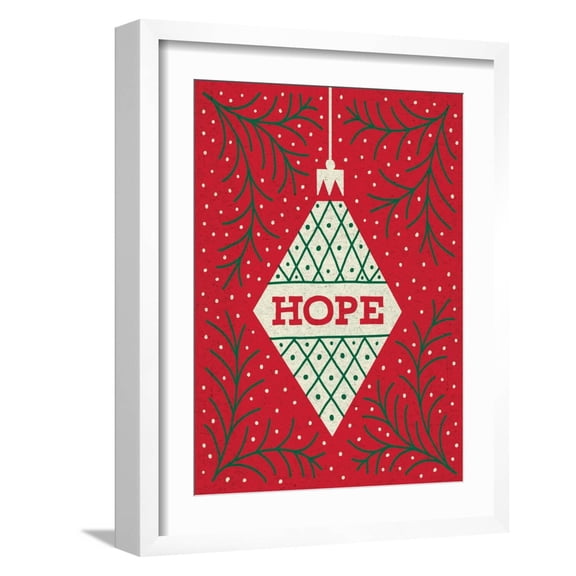 Art.com Jolly Holiday Ornaments Hope Art Print by Michael Mullan, White Frame Wall Art, 17" x 21"