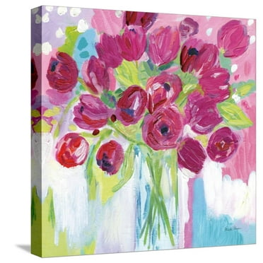 Art.com Joyful Tulips Stretched Canvas Print Wall Art by Farida Zaman, 16" x 16"