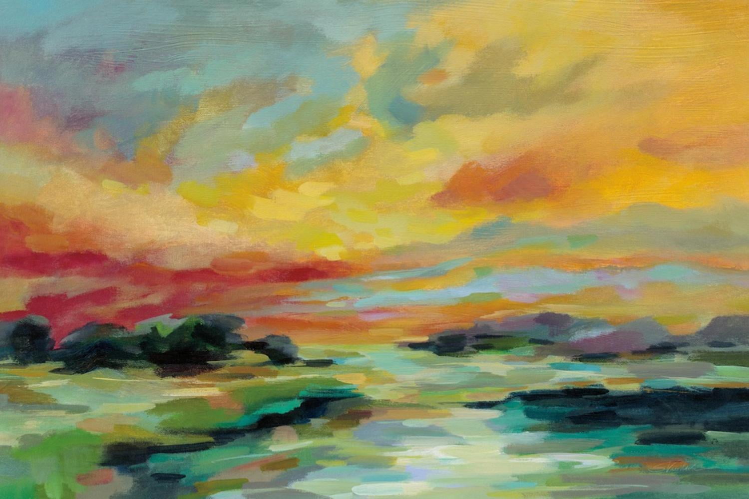 Vibrant Sunset Landscape Canvas Art for Kids, 18" x 12"
