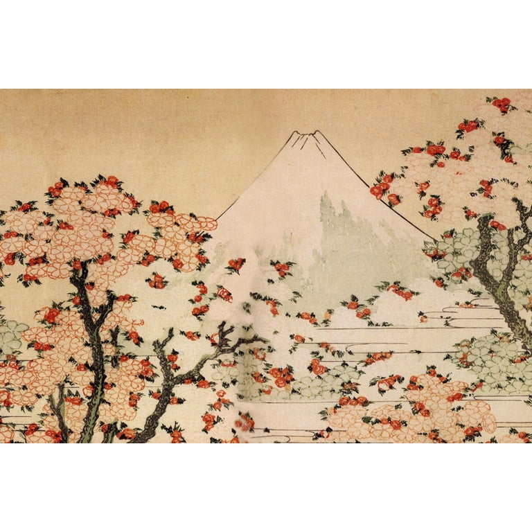 Art.com Katsushika Hokusai Mount Fuji Behind Cherry Trees and