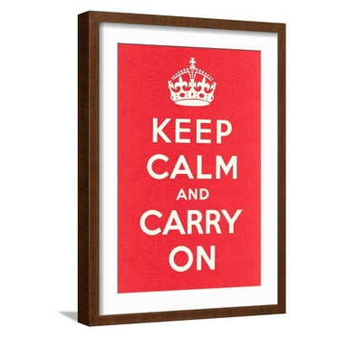Art.com Keep Calm and Carry On Art Print, Brown Frame Wall Art, 17" x 23"