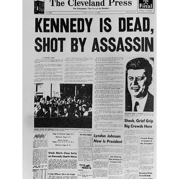 Art.com Kennedy Assassination Headline Photo, 12" x 16"