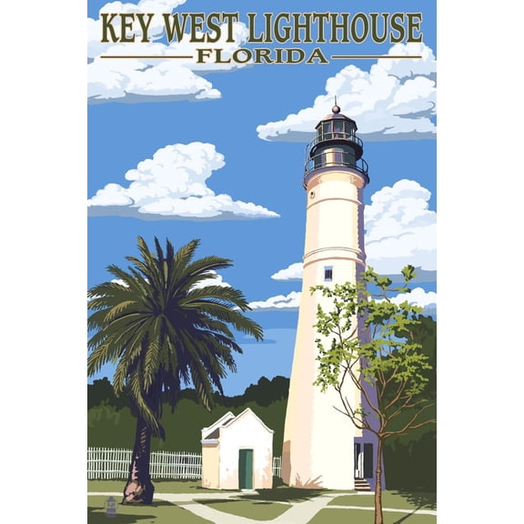 Art.com Key West Lighthouse, Florida Day Scene Art Print by Lantern Press, 16" x 24"