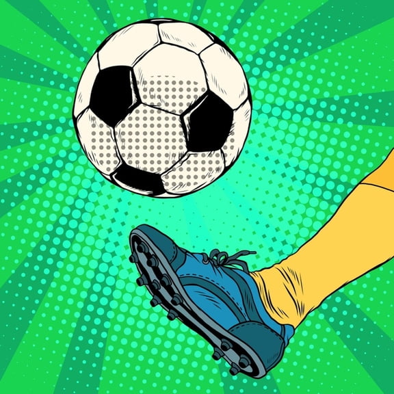 Art.com Kick a Soccer Ball Art Print by Valeriy Kachaev, 16" x 16"
