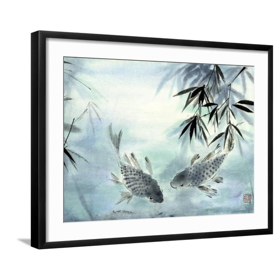 Art.com Koi Art Print by Nan Rae, Black Frame Wall Art, 29" x 23"