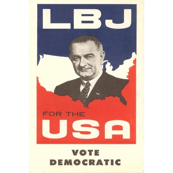 Art.com LBJ, Vote Democratic Election Poster Art Print, 12" x 18"