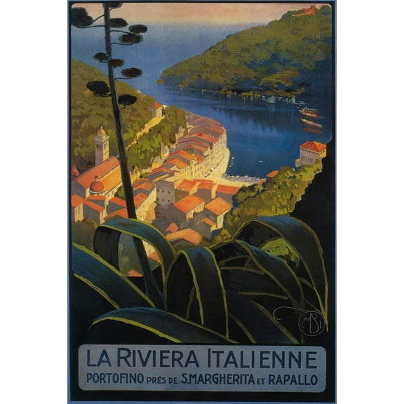 Art.com La Riviera Italienne: From Rapallo to Portofino Travel Poster - Portofino, Italy Art Print by Lantern Press, 12" x 18"