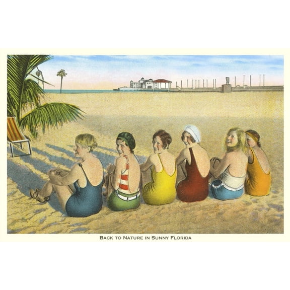 Art.com Ladies on Beach, Florida Art Print, 18" x 12"