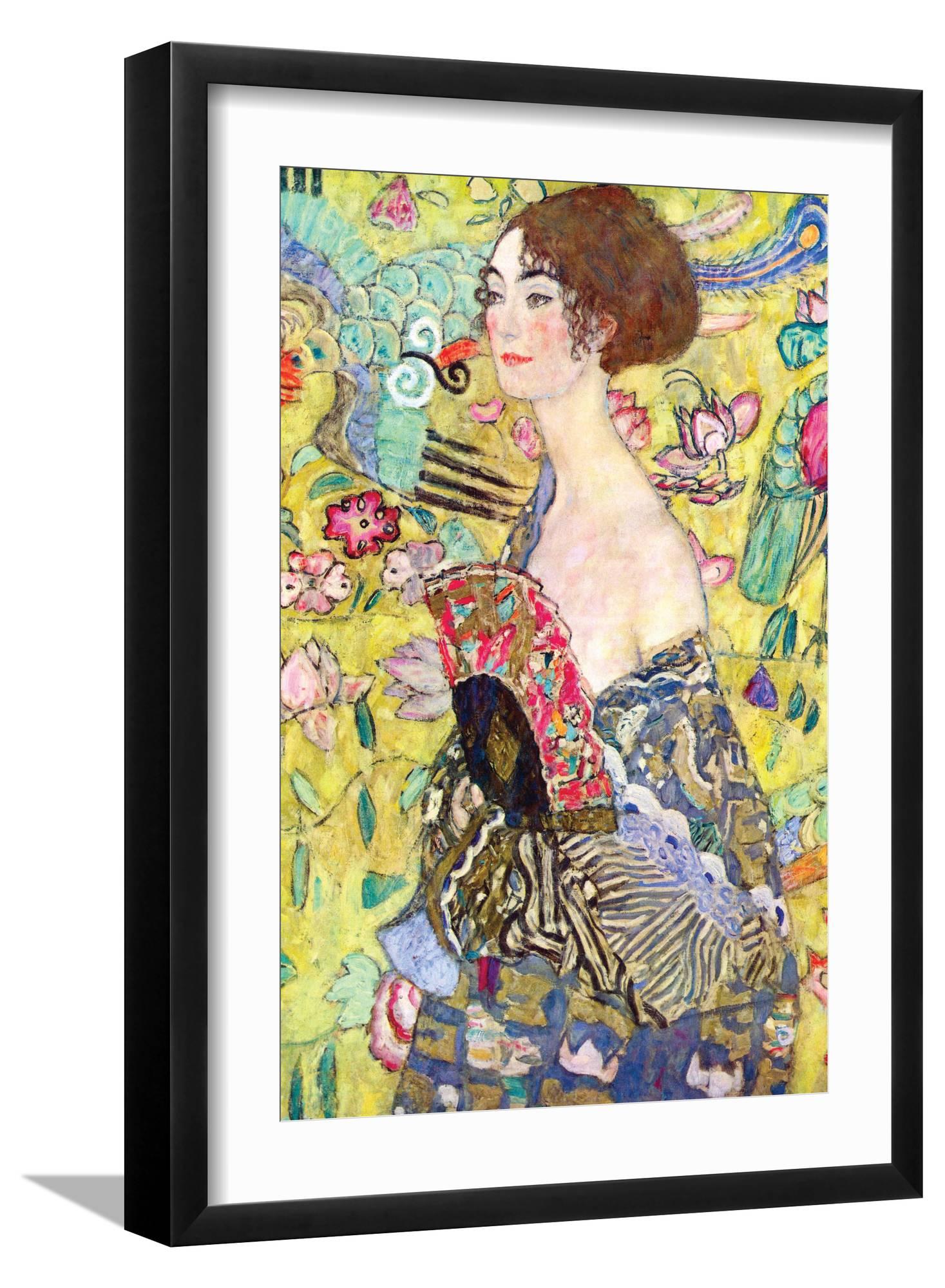 Art.com Lady with a Fan Art Print by Gustav Klimt, Black Frame Wall Art ...
