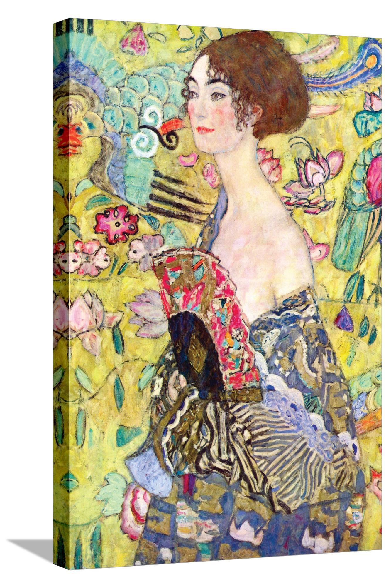 Art.com Lady with a Fan Stretched Canvas Print Wall Art by Gustav Klimt ...