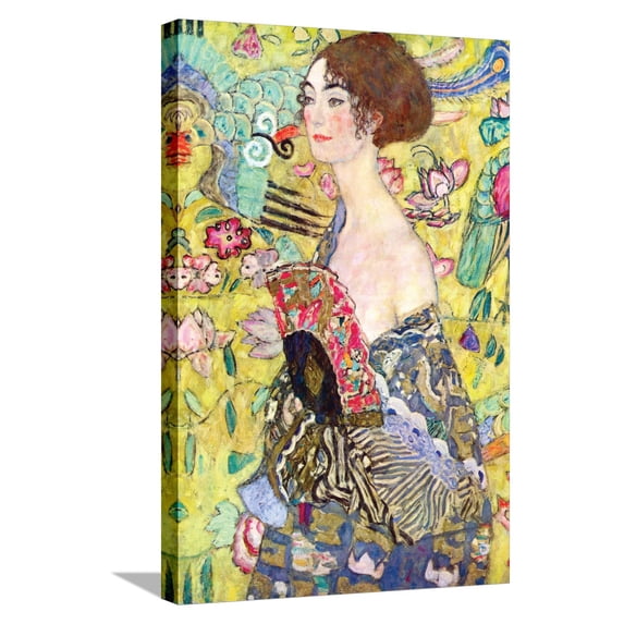 Art.com Lady with a Fan Stretched Canvas Print Wall Art by Gustav Klimt ...