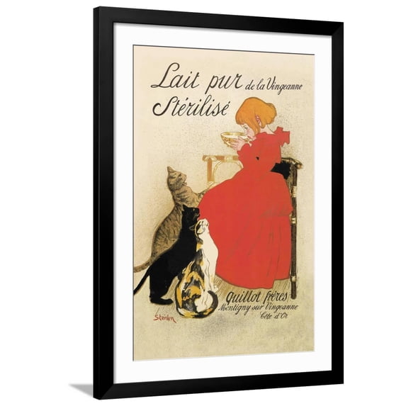 Art.com Lait Pur de la Vingeanne Sterilise Art Print by Théophile Alexandre Steinlen, Black Frame Wall Art, 32" x 44"