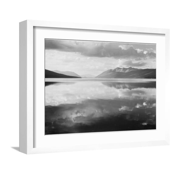 Art.com Lake And Mountains McDonald Lake Glacier National Park Montana. 1933-1942 Art Print by Ansel Adams, White Frame Wall Art, 21" x 17"