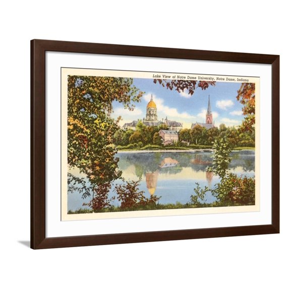 Art.com Lake View, Notre Dame, Indiana Art Print, Brown Frame Wall Art, 44" x 32"