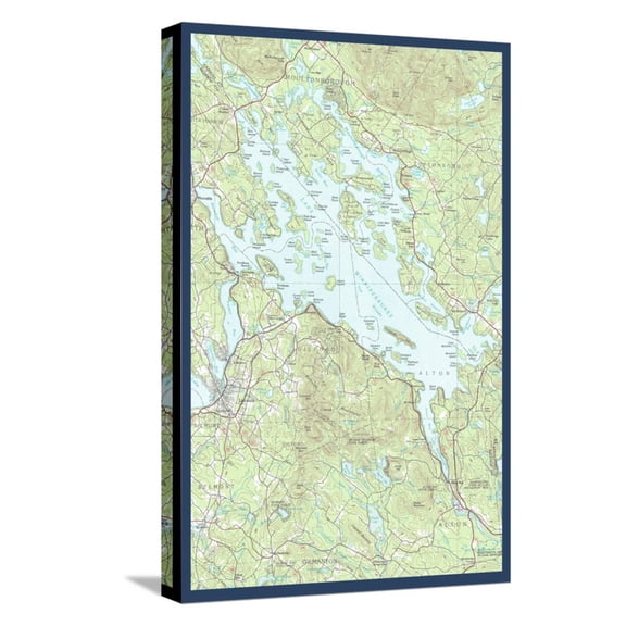 Art.com Lake Winnipesaukee, New Hampshire - Map Only Stretched Canvas Print Wall Art by Lantern Press, 12" x 18"