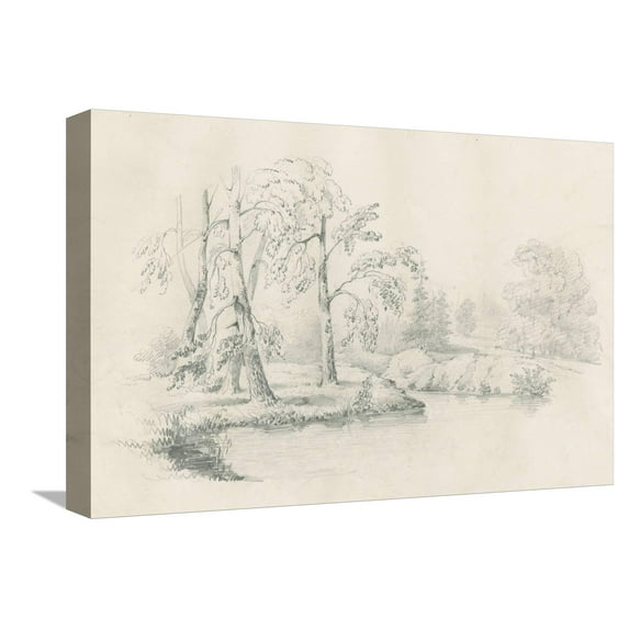 Art.com Lakeside Sketch Stretched Canvas Print Wall Art by Wild Apple Portfolio, 18" x 12"