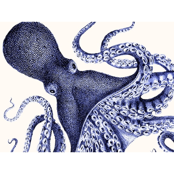 Art.com Landscape Blue Octopus Art Print by Fab Funky, 16" x 12"