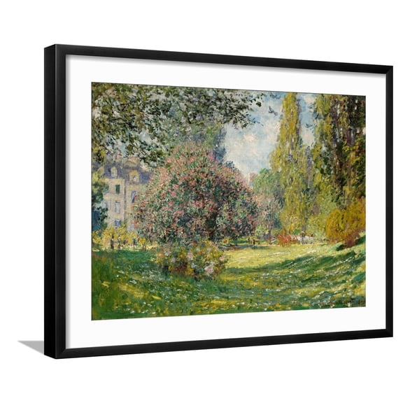 Art.com Landscape: The Parc Monceau, 1876 Giclee Print by Claude Monet, Black Frame Wall Art, 29" x 23"