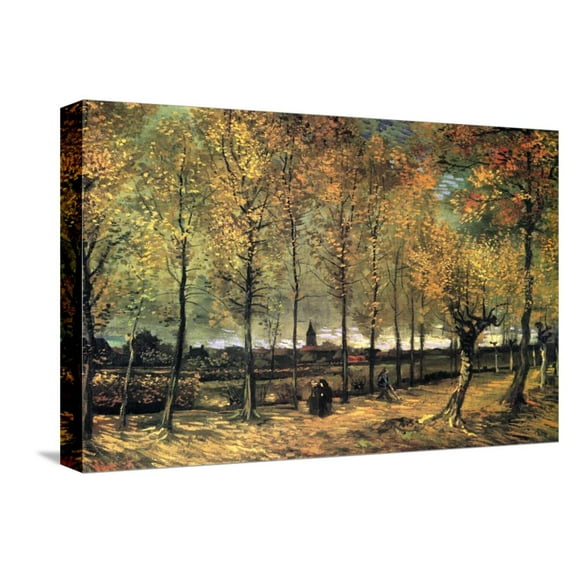 Art.com Lane with Poplars Stretched Canvas Print Wall Art by Vincent van Gogh, 18" x 12"