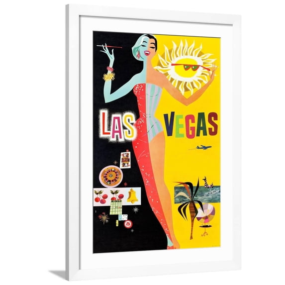 Art.com Las Vegas Art Print by David Klein, White Frame Wall Art, 32" x 44"