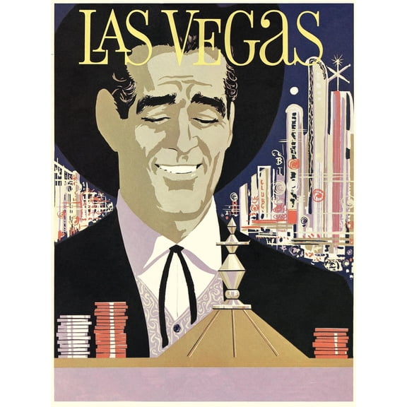 Art.com Las Vegas, Cowboy at Roulette Table Art Print, 12" x 16"