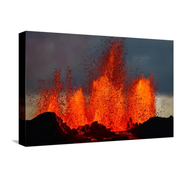 Art.com Lava Fountains at the Holuhraun Fissure Eruption Near Bardarbunga Volcano, Iceland Stretched Canvas Print Wall Art, 18" x 12"