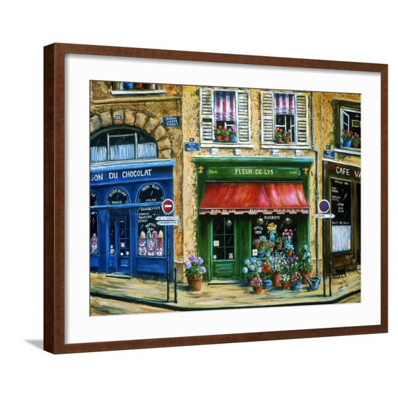 Art.com Le Fleuriste Art Print by Marilyn Dunlap, Brown Frame Wall Art, 29" x 23"