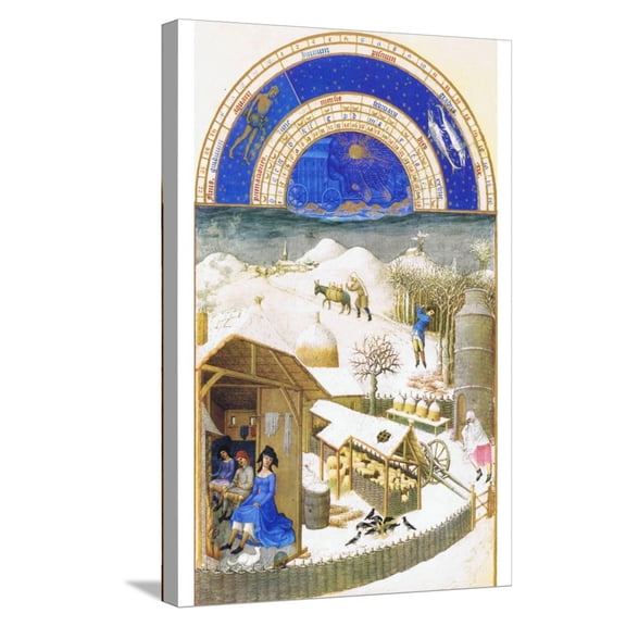 Art.com Le Tres Riches Heures Du Duc De Berry - February Stretched Canvas Print Wall Art by Paul Herman & Jean Limbourg, 16" x 24"