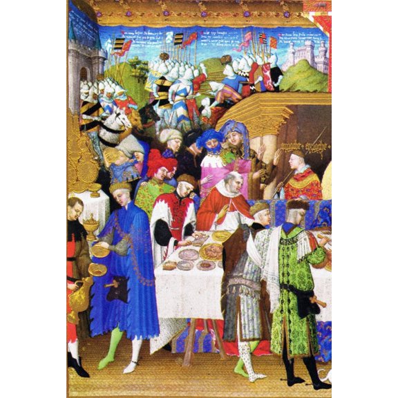 Art.com Le Tres Riches Heures Du Duc De Berry - January Art Print by Paul Herman & Jean Limbourg, 12" x 18"