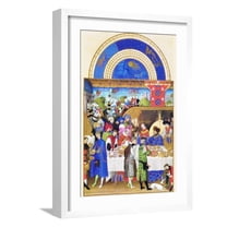 Art.com Le Tres Riches Heures Du Duc De Berry - January Art Print by Paul Herman & Jean Limbourg, White Frame Wall Art, 17" x 23"