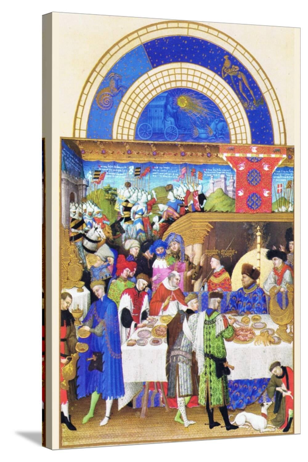 Art.com Le Tres Riches Heures Du Duc De Berry - January Stretched Canvas Print Wall Art by Paul Herman & Jean Limbourg, 24" x 36"