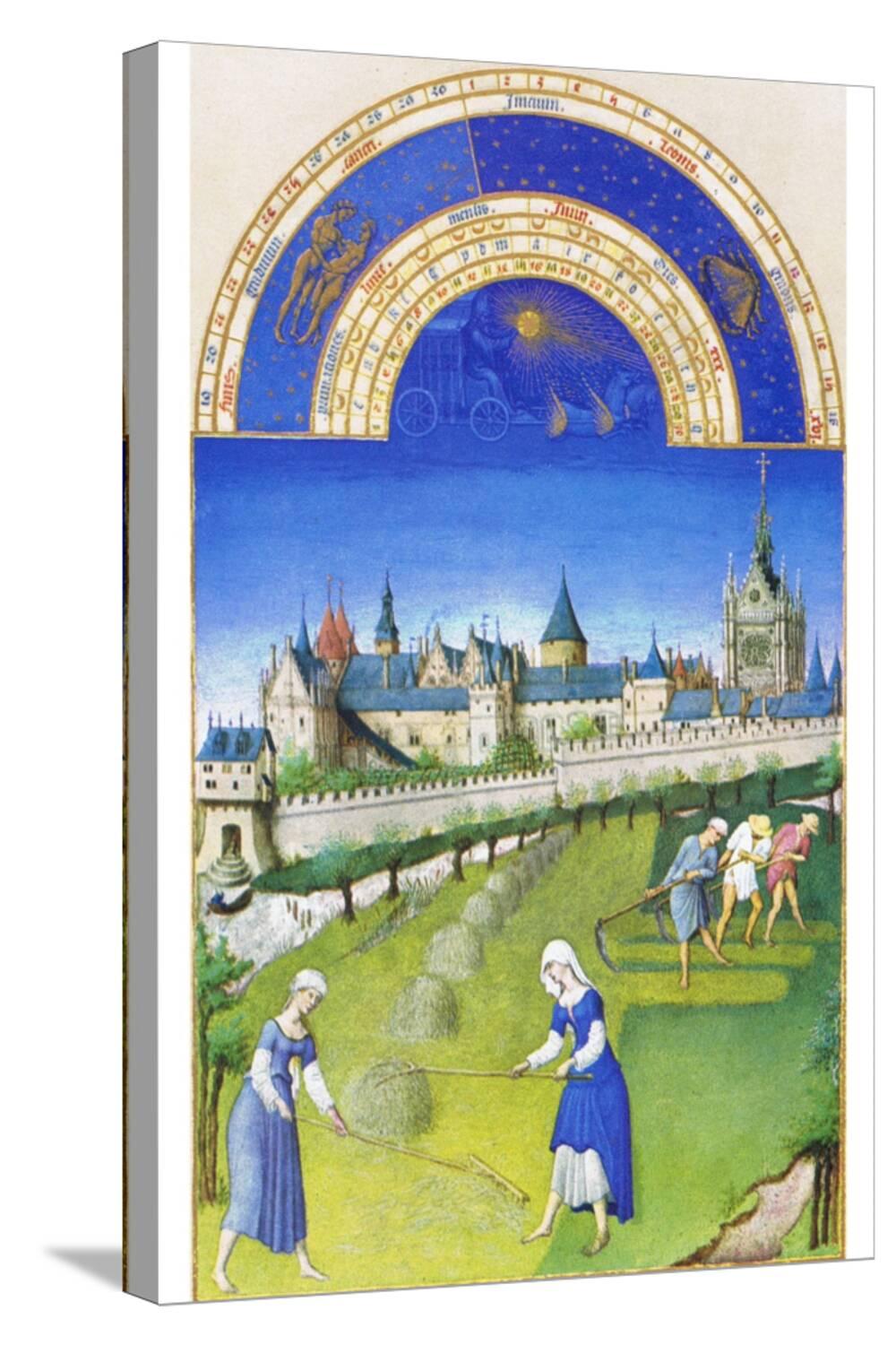 Art.com Le Tres Riches Heures Du Duc De Berry - June Stretched Canvas Print Wall Art by Paul Herman & Jean Limbourg, 16" x 24"